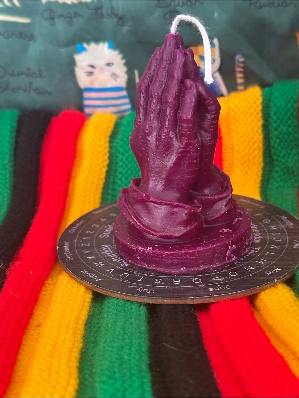 Praying Hands Candle – Deep Plum
